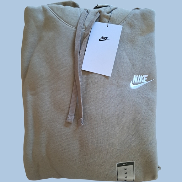 Nike Mens Sportswear Club Fleece Pullover Hoodie Various Sizes NWT Khaki White - Picture 2 of 5